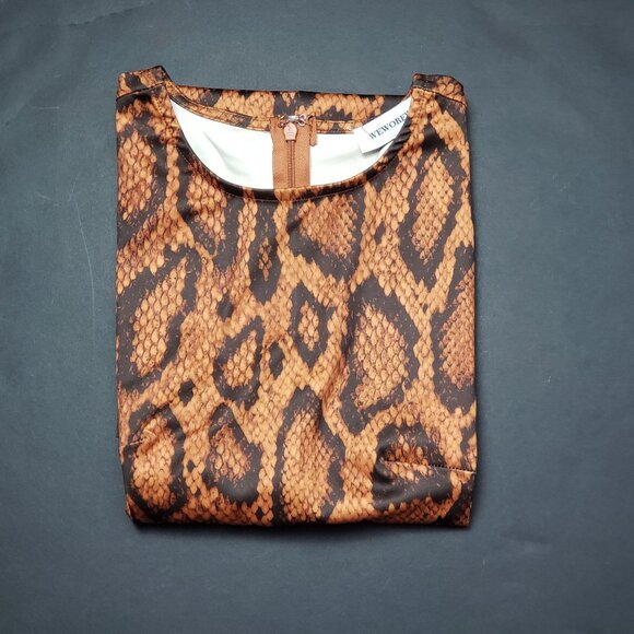 WeWoreWhat Muscle Tank Mini Dress Snake Print XS Cider A-Line Fitted Crewneck - Picture 16 of 16